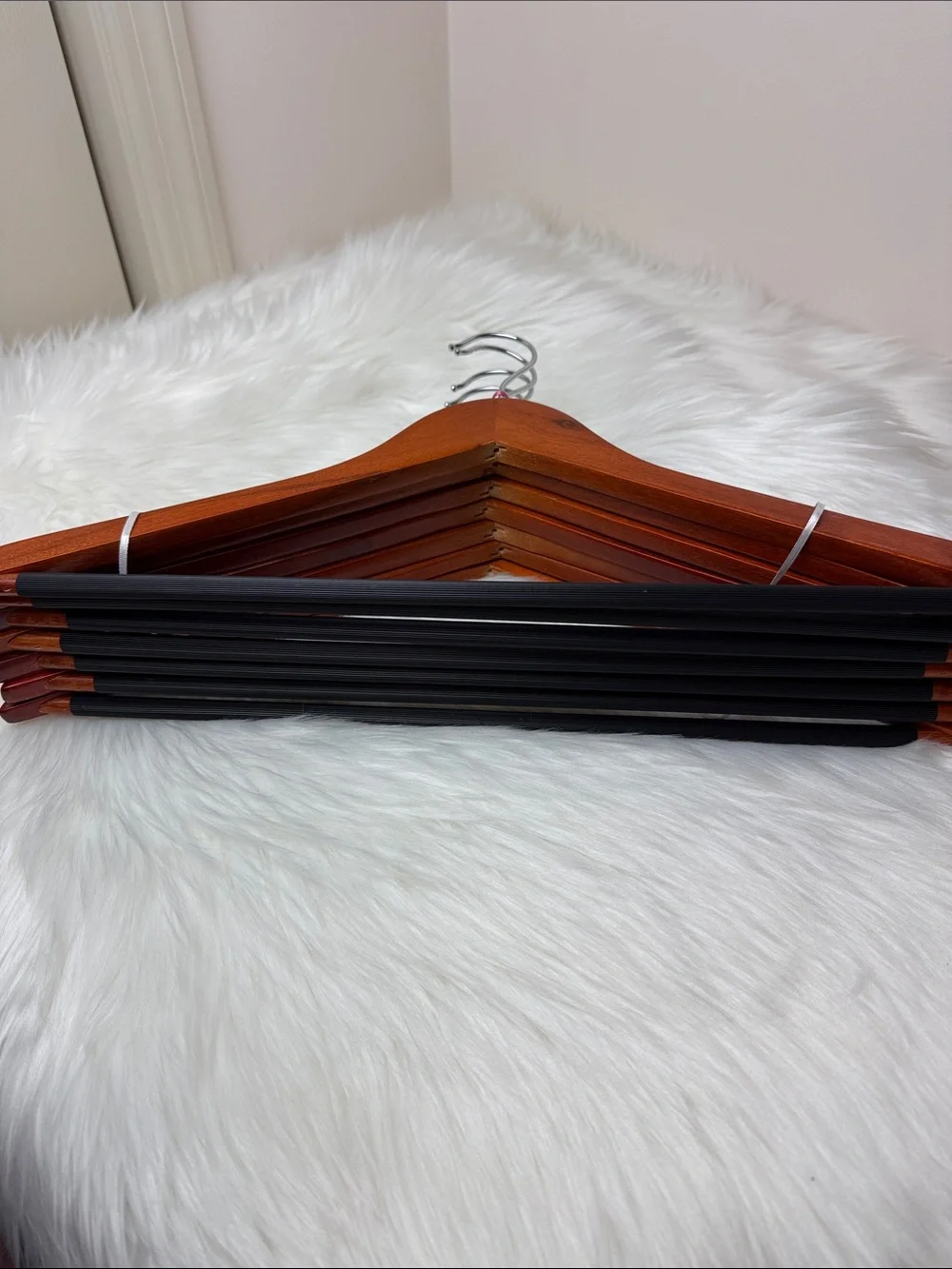 Brookstone Wooden Suit Hangers with Chrome Swivel Hooks - Set of 7